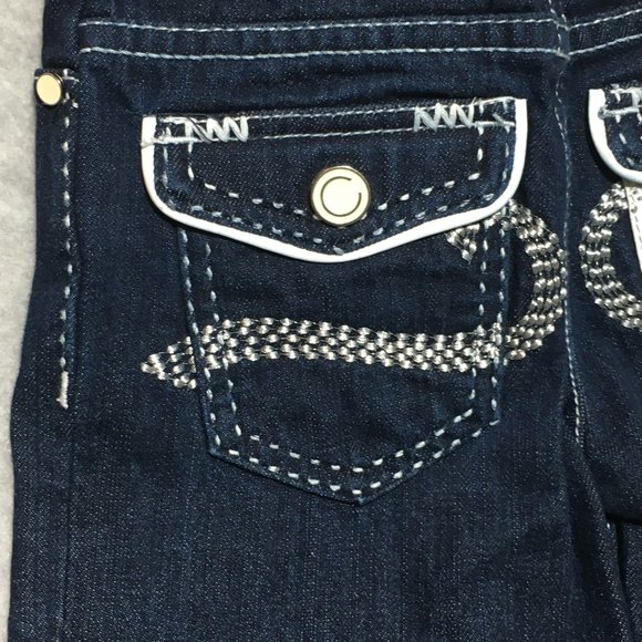 COOGI Limited Edition White Leather Trim Dark Rinse Indigo Denim Jeans Boys 18m - Picture 9 of 16